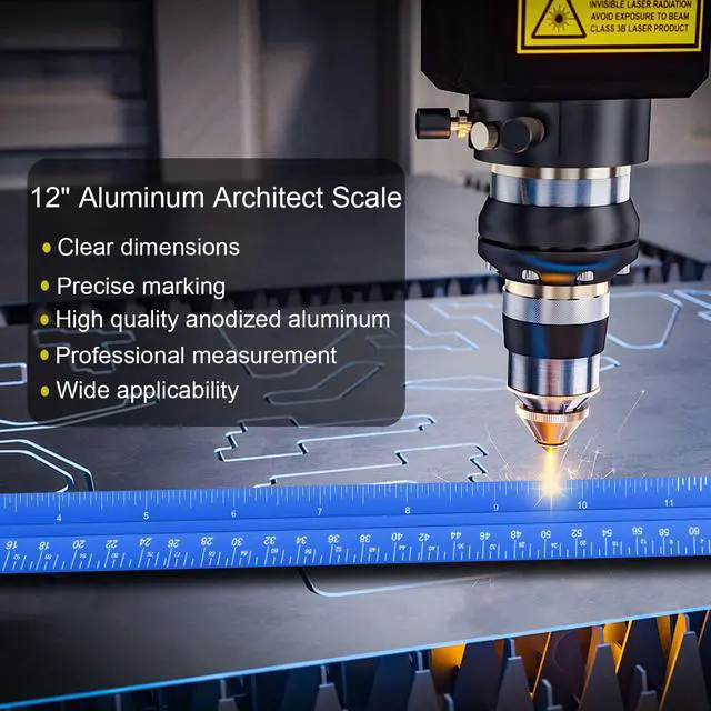 Alt view image 4 of 6 - Architectural Scale Ruler, Imperial Architect Scale, Engineer Scale Ruler