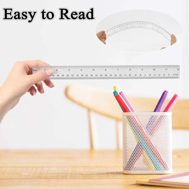 Alt view image 6 of 7 - Plastic Clear Ruler Math Set-4 12 Inch 6 Inch Transparent Straight Ruler, 30/60 and 45/90 Triangle Ruler Geometry Math Transparent Ruler Measuring Tool for School Office Home Teachers Kids Supplies