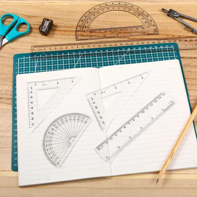Alt view image 5 of 7 - 1 Set Plastic Clear Math Set Includes Protractor Triangle Rulers 12 Inch 6 Inch Straight Geometry Math Transparent Ruler Measuring Tool for School Office Home Supplies(Clear)