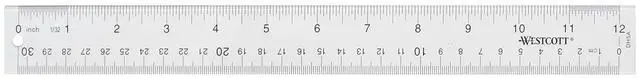 Main image of Acrylic Clear Ruler, Easy-to-Read Markings, Scratch-Resistant Design, Raised Beveled Edges, for Crafting, Office, Classroom, Back to School Supplies, 12-Inch