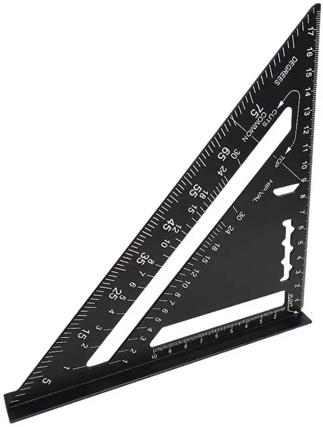 Main image of Builder 7inch Metric 14 Types of Drill Holes Triangle Ruler Carpenters Tools