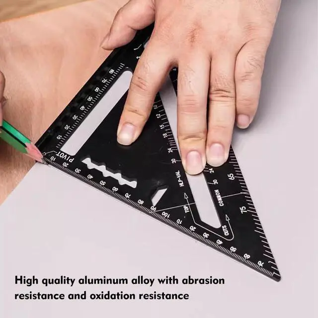 Alt view image 5 of 7 - Builder 7inch Metric 14 Types of Drill Holes Triangle Ruler Carpenters Tools