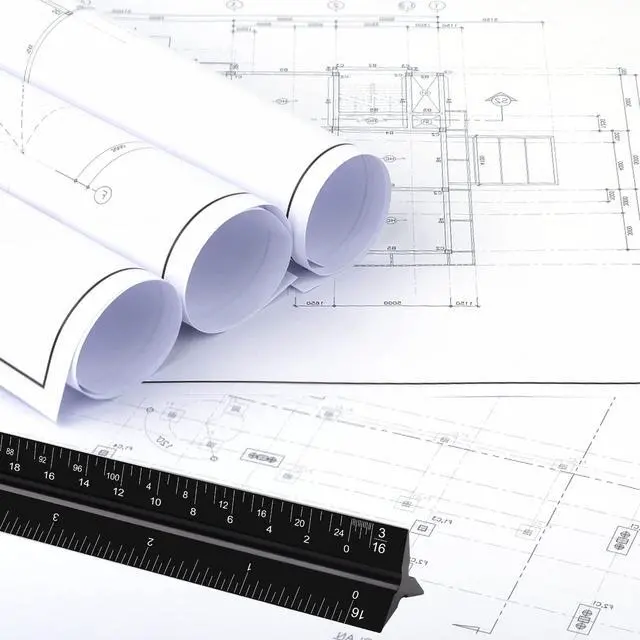 Alt view image 7 of 7 - 12" Architectural Scale Ruler, Aluminum Scale, Triangular Ruler, Scale Ruler for Blueprint Imperial Measurements for Architects Engineering Artists, Draftsman Drawing, Laser-Etched Markings.(Black)
