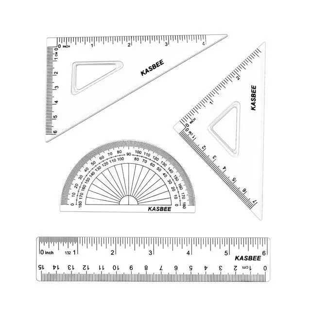 Main image of Triangular Ruler Set, 4PCS Geometry Set, Professional Drafting Tools