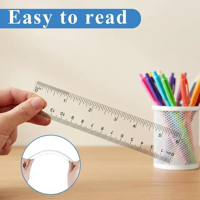 Alt view image 3 of 7 - 6 Pcs Geometry Set Transparent Plastic Clear Ruler Drafting Kit Includes Protractor Straight Ruler Triangle Rulers Clear Measuring Tools for Office Home Supplie