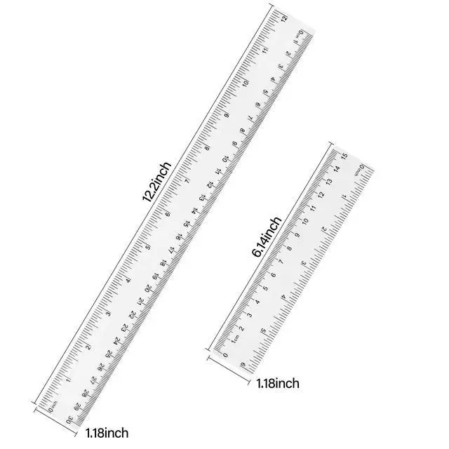 Alt view image 2 of 7 - Clear Plastic Ruler 6 Inch+12 Inch Straight Ruler, for School, Office