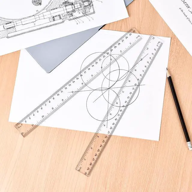 Alt view image 6 of 7 - Clear Plastic Ruler 6 Inch+12 Inch Straight Ruler, for School, Office