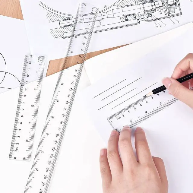 Alt view image 7 of 7 - Clear Plastic Ruler 6 Inch+12 Inch Straight Ruler, for School, Office