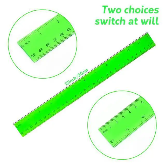 Alt view image 5 of 6 - Color Clear Ruler Plastic Rulers - Ruler 12 inch, Kids Ruler for School