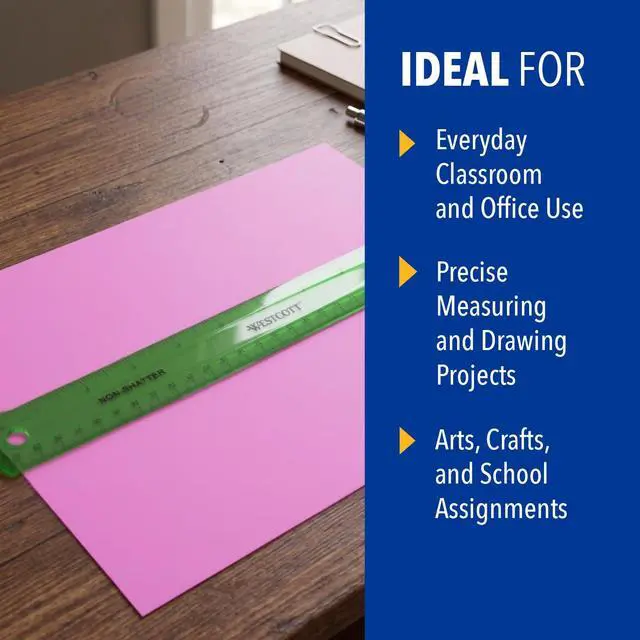 Alt view image 4 of 7 - Shatterproof Ruler, 12-Inch, Green, 16012