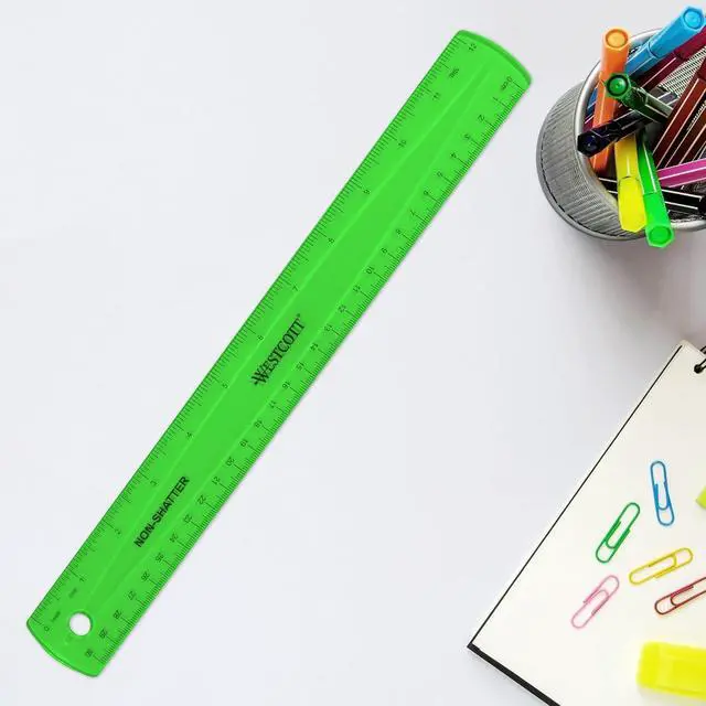 Alt view image 7 of 7 - Shatterproof Ruler, 12-Inch, Green, 16012