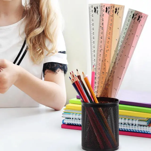 Alt view image 7 of 7 - Ruler, 12 inch Ruler, 6 Pack, Vintage Colors, Clear Rulers 12 Inch