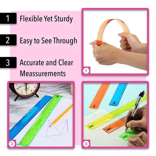 Alt view image 4 of 7 - Plastic Rulers, 12 Inch, 6 Pack, Assorted Colors