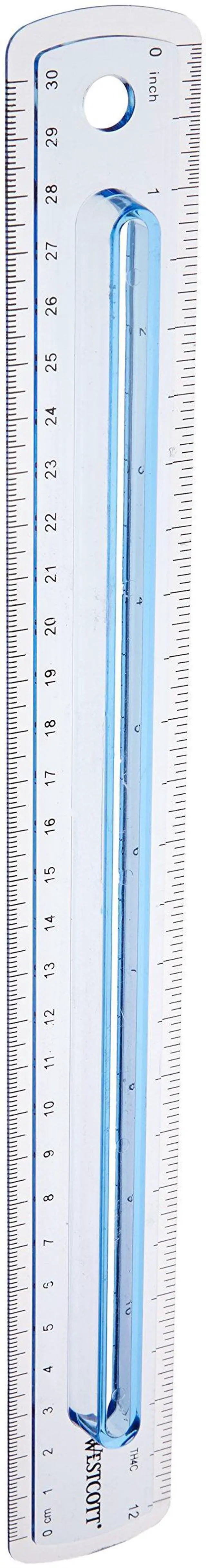 Main image of Finger Grip Plastic Ruler Measuring Inches and Metric, 12", Assorted Colors
