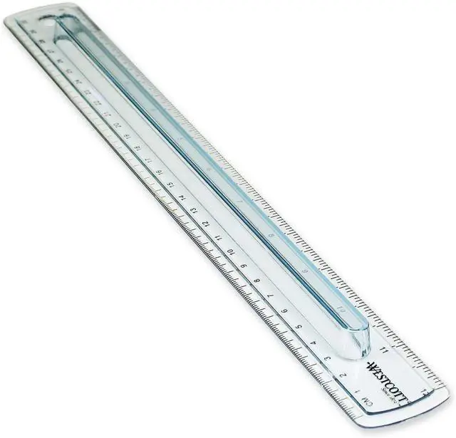 Main image of Finger Grip Ruler, Back-to-School, Smoke Gray, School Supplies, Classroom Supplies, 12-Inch