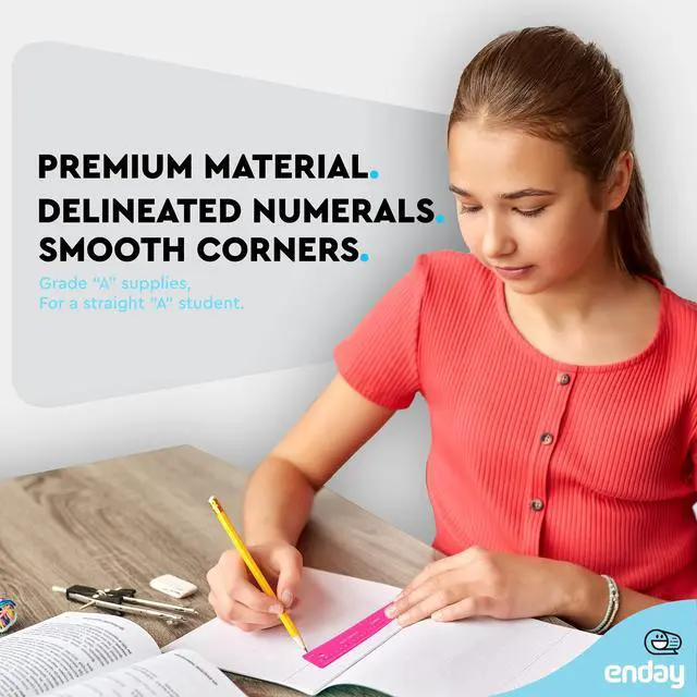 Alt view image 2 of 7 - 12 inches (30 cm) Shatterproof Flexible Rulers Designed in Black, Blue, Green, Pink, Purple, and Orange - Great for School, Home, & Office (6 Pack)