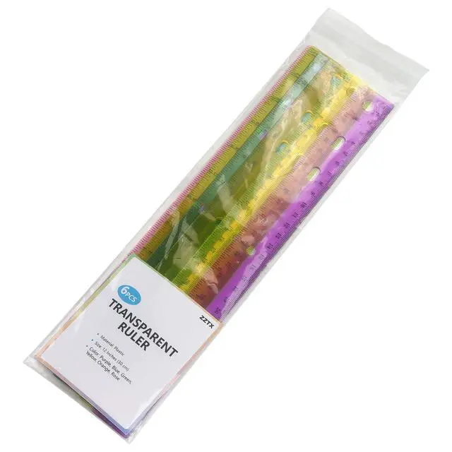 Alt view image 7 of 7 - 6 Pack Color Transparent Ruler Plastic Rulers 12 Inch