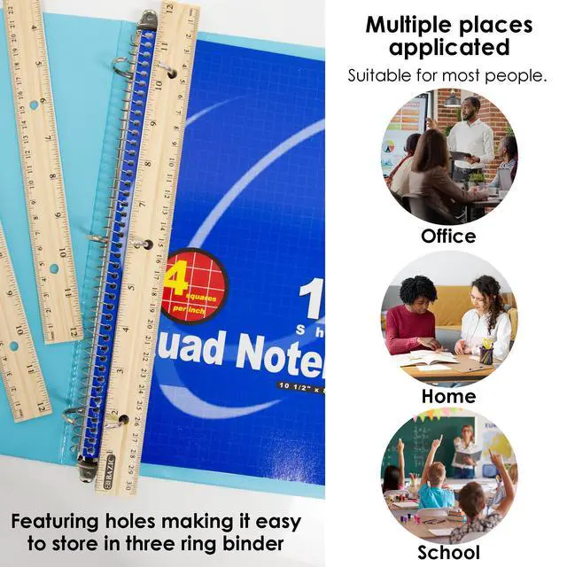 Alt view image 6 of 7 - 12 in Wooden Ruler, Inch & Metric (30 cm)