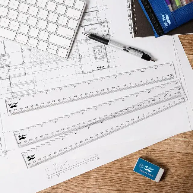 Alt view image 5 of 6 - Plastic Rulers, 12 Inch, 3 Pack, Easy-to-Read Markings