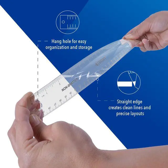 Alt view image 3 of 7 - Shatterproof Ruler, Design with Easy-to-Read Markings, Back-to-Classroom, 12-Inch