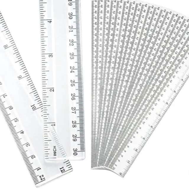 Main image of 20 Pack 12 Inch Clear Plastic Rulers Bulk, Easy-to-Read Straight Edge Rulers with Inches and Metric for Office, Back to School Supplies
