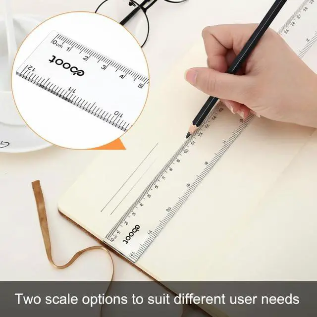 Alt view image 4 of 7 - 20 Pack 12 Inch Clear Plastic Rulers Bulk, Easy-to-Read Straight Edge Rulers with Inches and Metric for Office, Back to School Supplies