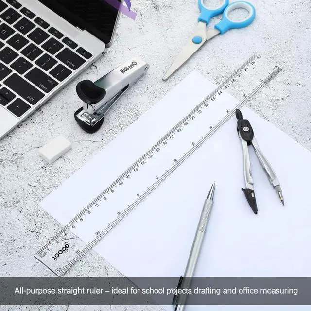 Alt view image 5 of 7 - 20 Pack 12 Inch Clear Plastic Rulers Bulk, Easy-to-Read Straight Edge Rulers with Inches and Metric for Office, Back to School Supplies