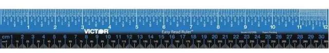 Main image of EZ12PBL Plastic Dual Color 12 Inch Easy Read Ruler with Inches, Centimeters and Millimeters Measurements, Blue/Black