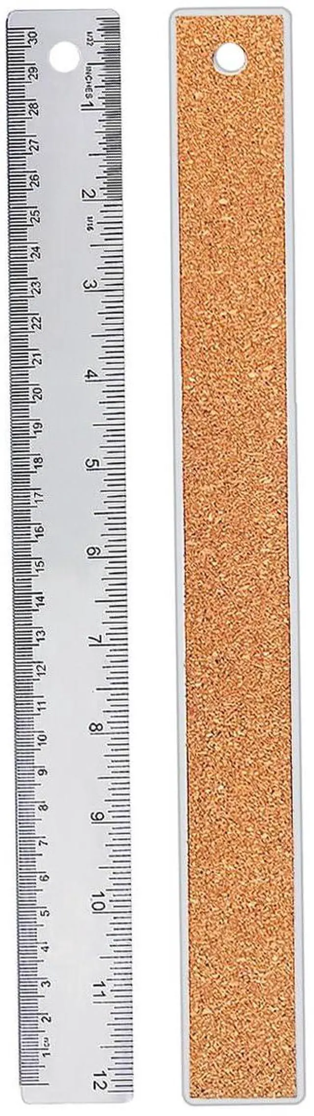 Main image of 12 Inch Metal Ruler Stainless Steel Metal Ruler with Cork Backing, Non-Slip Rulers with Inch and Centimeters, Straight Edge Cork Base Rulers for Student School Office Drafting Tools