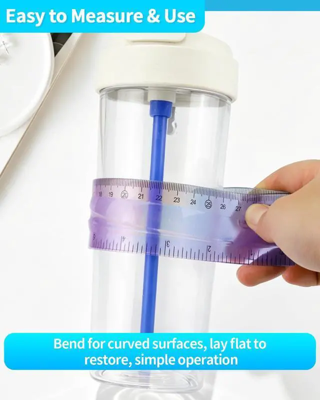 Alt view image 5 of 7 - 2 Pcs 12 Inch Flexible Ruler, Bendable Plastic Ruler, Gradient-Colored Flexible Rulers with Centimeters and Inches for Students, School, Classroom and Office Use
