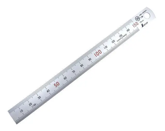 Alt view image 2 of 4 - 150 mm Rigid (15 mm x 0.5 mm) Zero Glare Satin Chrome Stainless Steel Machinist Engineer Ruler/Rule with Graduations in mm and .5mm Model 13005