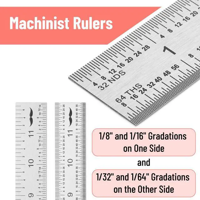Alt view image 2 of 7 - Machinist Ruler, 12 Inch, Stainless Steel Imperial