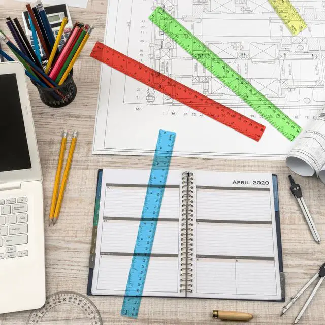 Alt view image 5 of 7 - 16 Pack Clear Plastic Rulers 12 inch, Ruler Bulk for Classroom and Office | 8 Assorted Transparent Colors, Dual Inch and Centimeter Scales for School, Home, Math, Drawing, and Craft Projects
