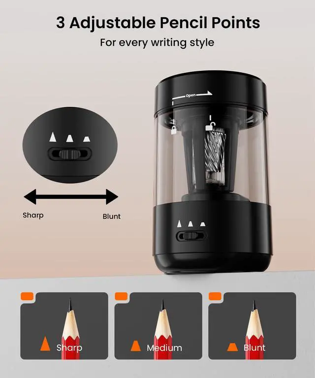 Alt view image 6 of 7 - Electric Pencil Sharpener for Classroom, Fully Automatic, Black