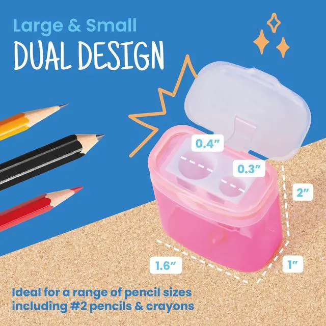 Alt view image 2 of 7 - Pencil Sharpener 50 Pack, Manual Dual-Hole Sharpeners Bulk