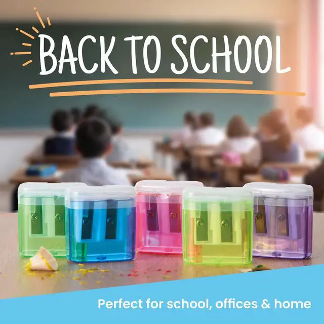 Alt view image 4 of 7 - Pencil Sharpener 50 Pack, Manual Dual-Hole Sharpeners Bulk