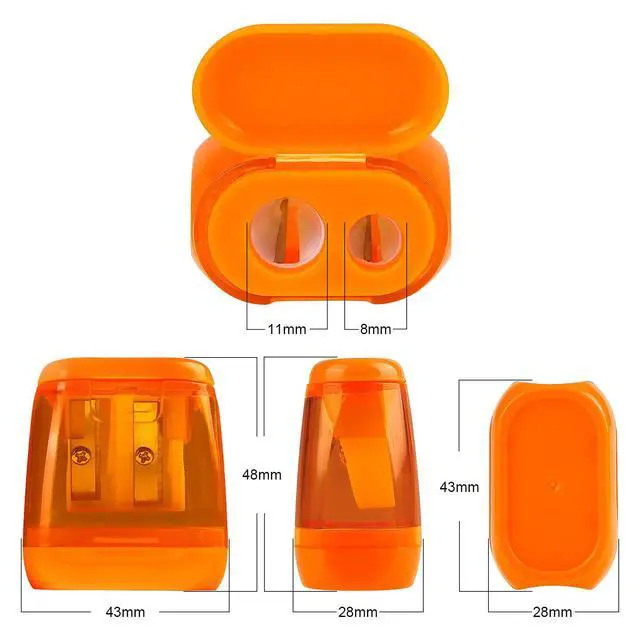 Alt view image 2 of 7 - 4 Pack Pencil Sharpener Manual, Double Holes, Assorted Color