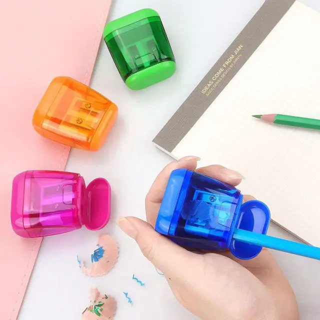 Alt view image 3 of 7 - 4 Pack Pencil Sharpener Manual, Double Holes, Assorted Color