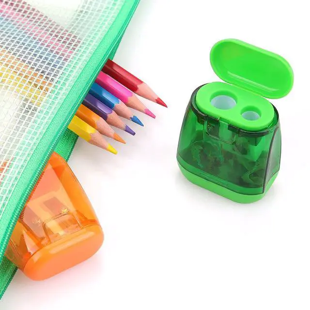 Alt view image 6 of 7 - 4 Pack Pencil Sharpener Manual, Double Holes, Assorted Color