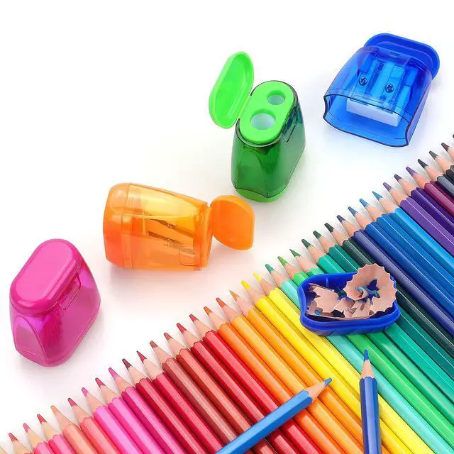 Alt view image 7 of 7 - 4 Pack Pencil Sharpener Manual, Double Holes, Assorted Color
