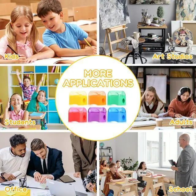 Alt view image 7 of 7 - 144 Pack Bulk Miniature Plastic Pencil Sharpener Colors Assortment School Classroom