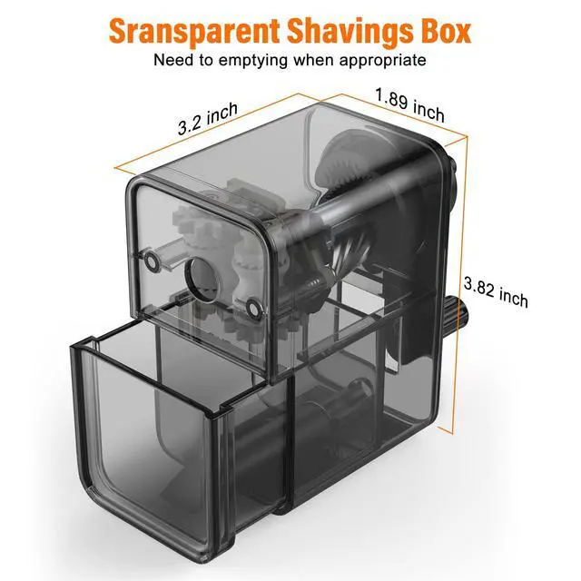 Alt view image 4 of 7 - Pencil Sharpener Black, Manual Pencil Sharpener with Stronger Helical Blade to Fast Sharpen for Kids, School, Classroom, Home, Artists, Ideal for No.2/Colored/Art Pencils