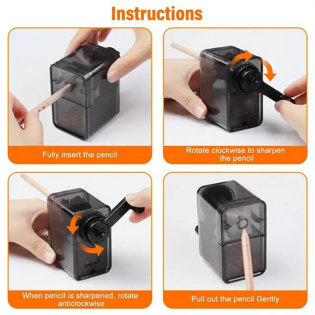 Alt view image 6 of 7 - Pencil Sharpener Black, Manual Pencil Sharpener with Stronger Helical Blade to Fast Sharpen for Kids, School, Classroom, Home, Artists, Ideal for No.2/Colored/Art Pencils