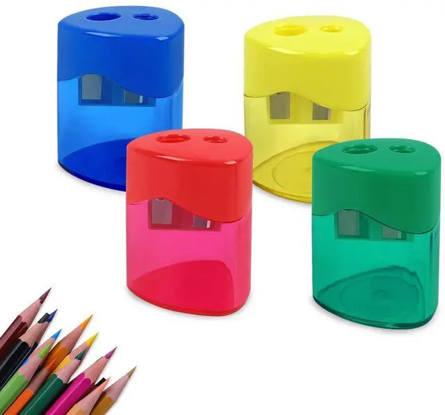 Main image of 4-Pack Pencil Sharpener, Smooth-Rotation Dual Holes & Easy-Clean Base, Compact Dual-Function Sharpener for Colored/Graphite Pencils, Backpack Essentials