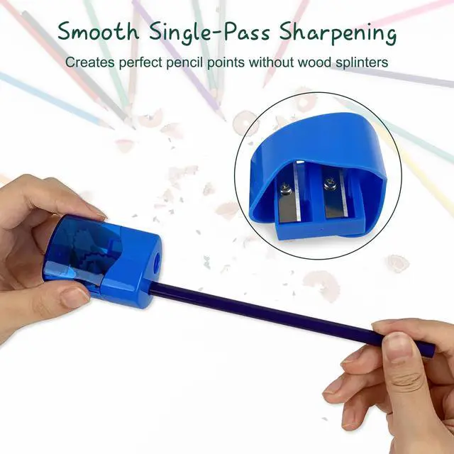 Alt view image 4 of 7 - 4-Pack Pencil Sharpener, Smooth-Rotation Dual Holes & Easy-Clean Base, Compact Dual-Function Sharpener for Colored/Graphite Pencils, Backpack Essentials