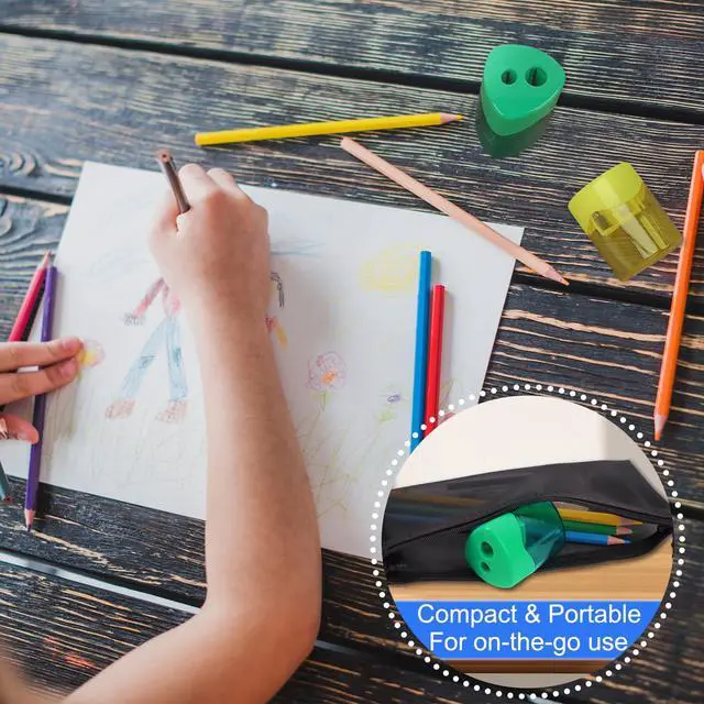Alt view image 6 of 7 - 4-Pack Pencil Sharpener, Smooth-Rotation Dual Holes & Easy-Clean Base, Compact Dual-Function Sharpener for Colored/Graphite Pencils, Backpack Essentials
