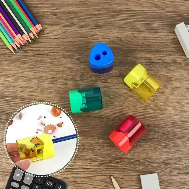 Alt view image 7 of 7 - 4-Pack Pencil Sharpener, Smooth-Rotation Dual Holes & Easy-Clean Base, Compact Dual-Function Sharpener for Colored/Graphite Pencils, Backpack Essentials