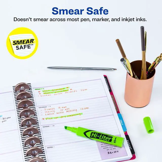 Alt view image 2 of 7 - Hi-Liter® Desk-Style Highlighters, SmearSafe®, Chisel Tip, 12 Fluorescent Green Highlighters (24020)