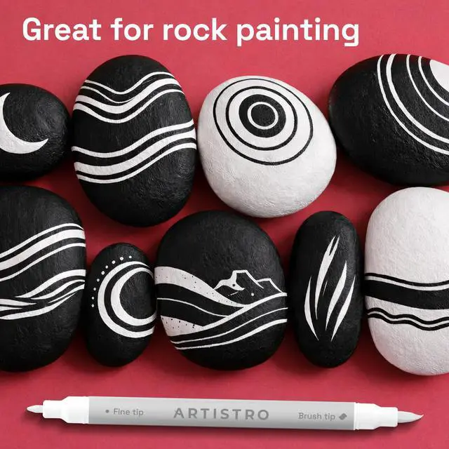 Alt view image 7 of 7 - 5 White Dual-Tip Acrylic Paint Marker Pens for Drawing