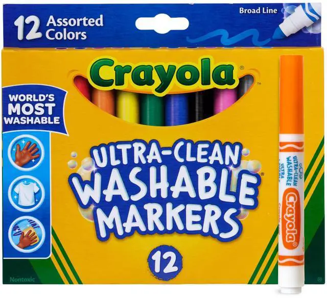 Main image of Broad Line Markers (12 Count), Washable Markers for Kids, Assorted Colors, Arts & Crafts Supplies, For Coloring Books & Art Projects, Ages 3+
